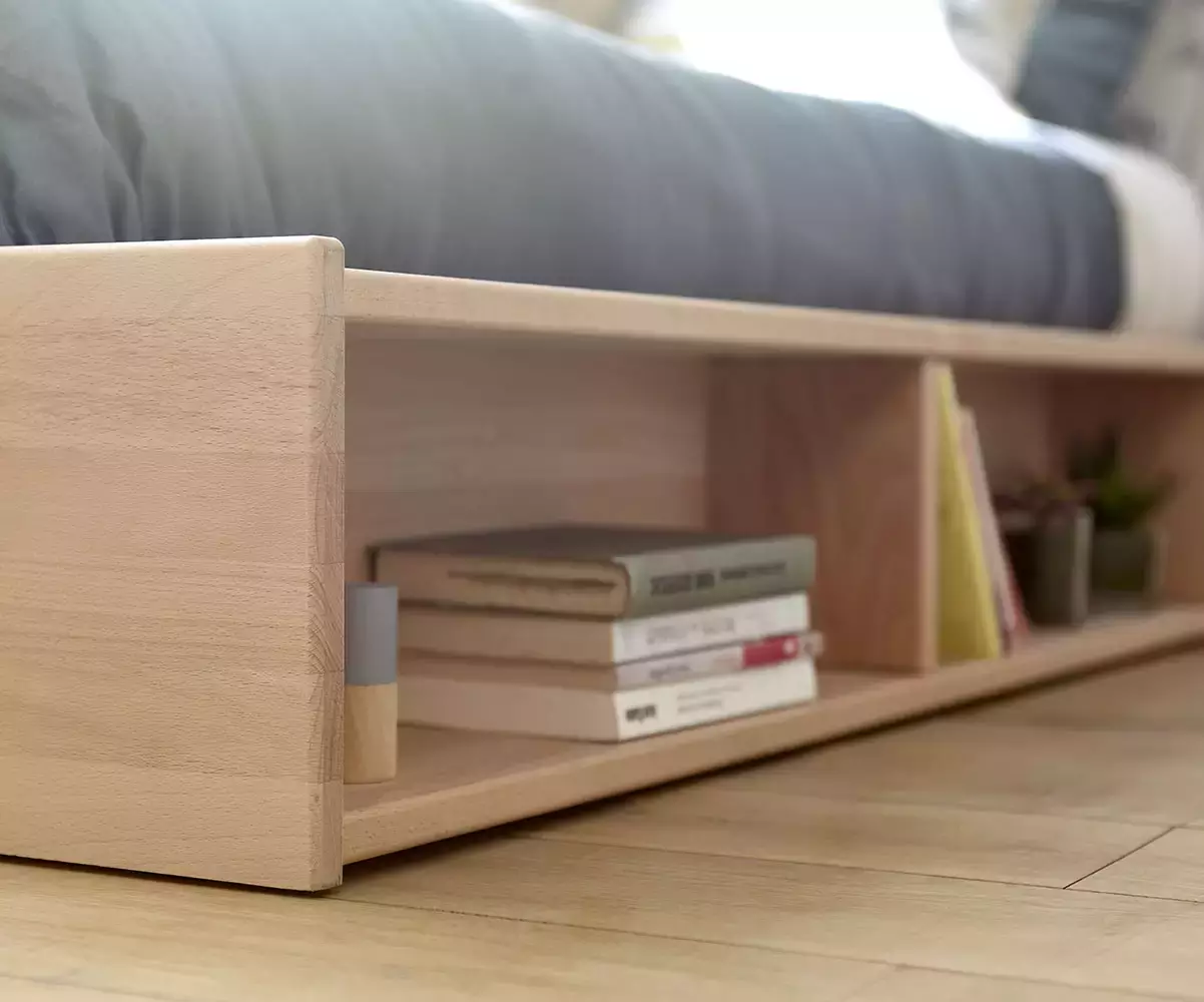 Zoom des espaces de rangements du lit Galion
