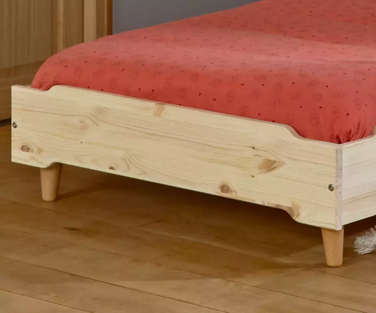 Lot de 4 pied en hêtre massif pour lit Vaka