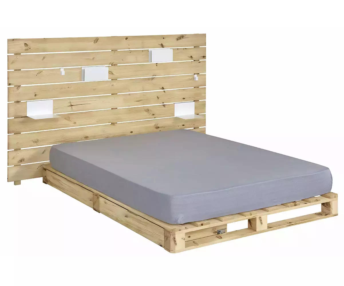 Lit Corfou en bois massif avec matelas