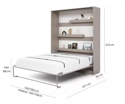 Dimensions du lit escamotable ouvert