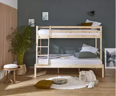 Lit superposé Nazaré bois naturel avec matelas
