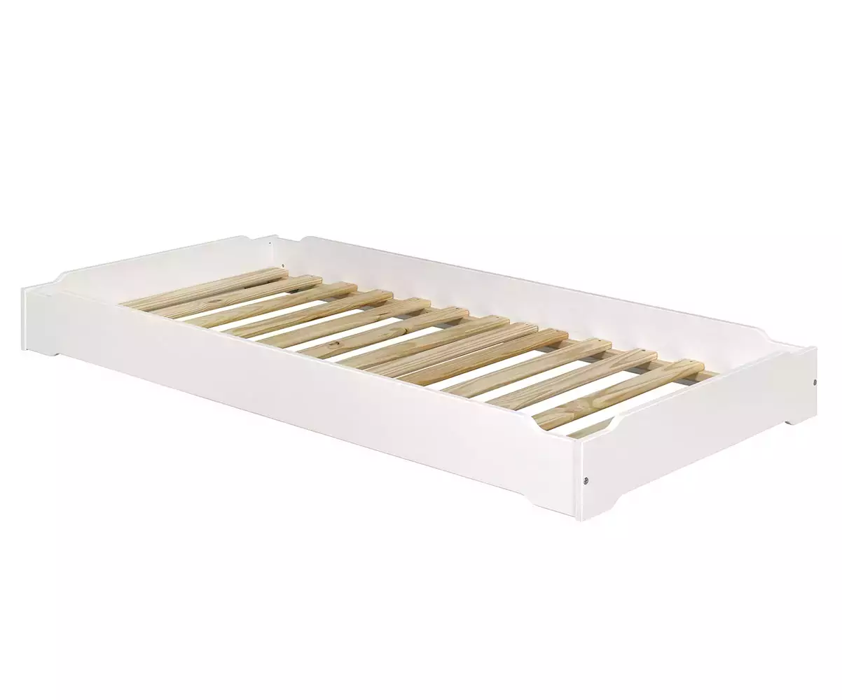 Lit empilable Vaka blanc avec sommier à lattes massives