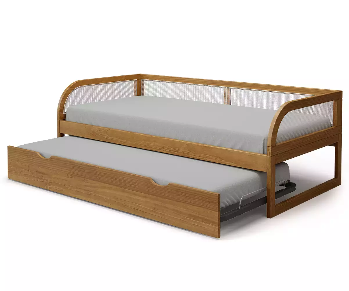 Lit gigogne Makau noisette avec matelas en option
