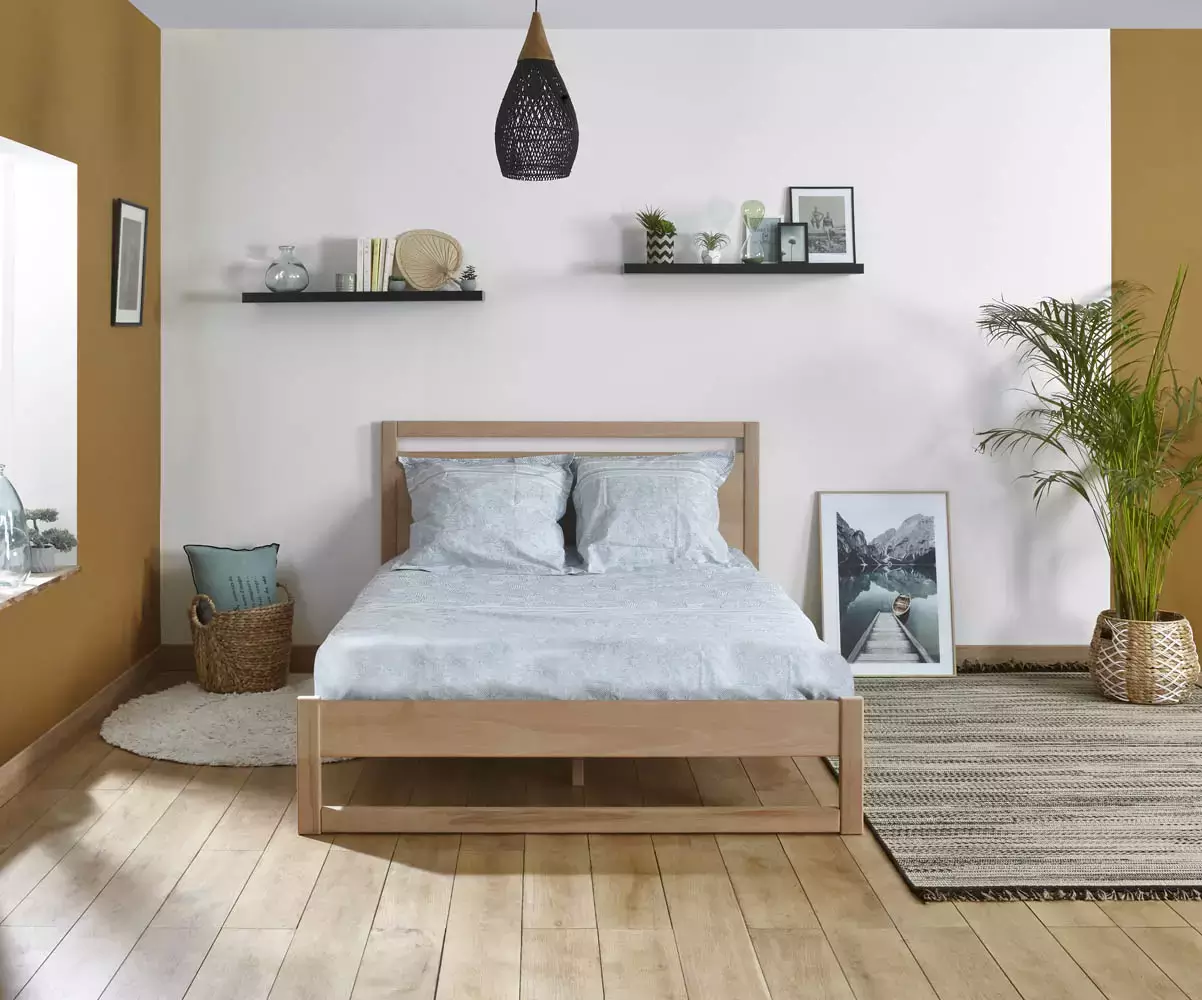 Lit Garray en bois avec matelas 2 places