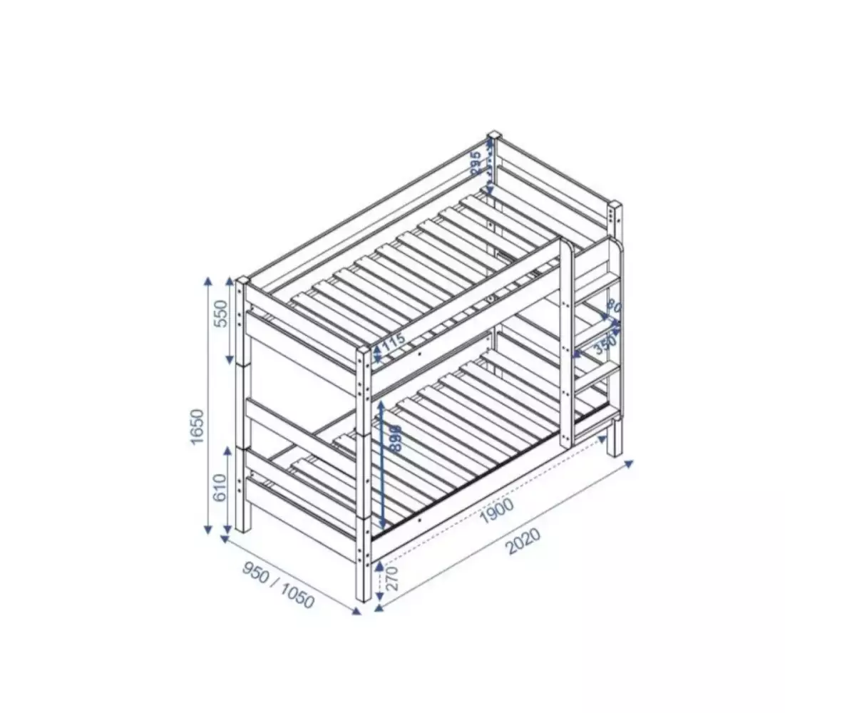 Schéma dimensionnel lit superposé