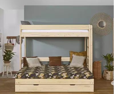 Lit superposé gigogne bois Lakota lit ouvert