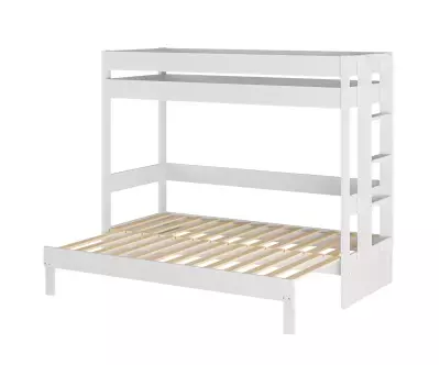 Lit superposé gigogne blanc Lakota 80x200 3 places avec matelas