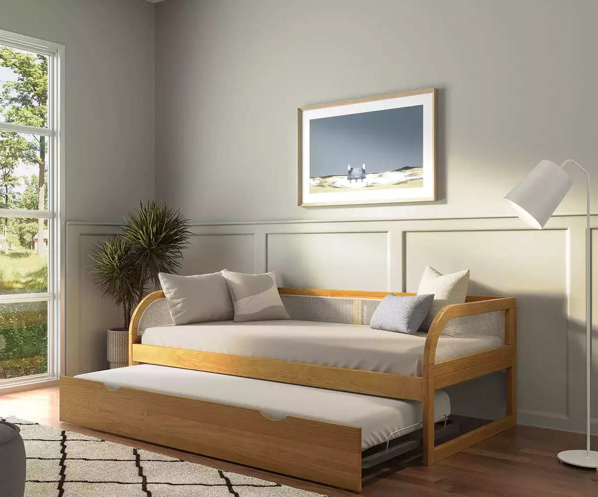 Makau, lit banquette avec sommier gigogne et matelas