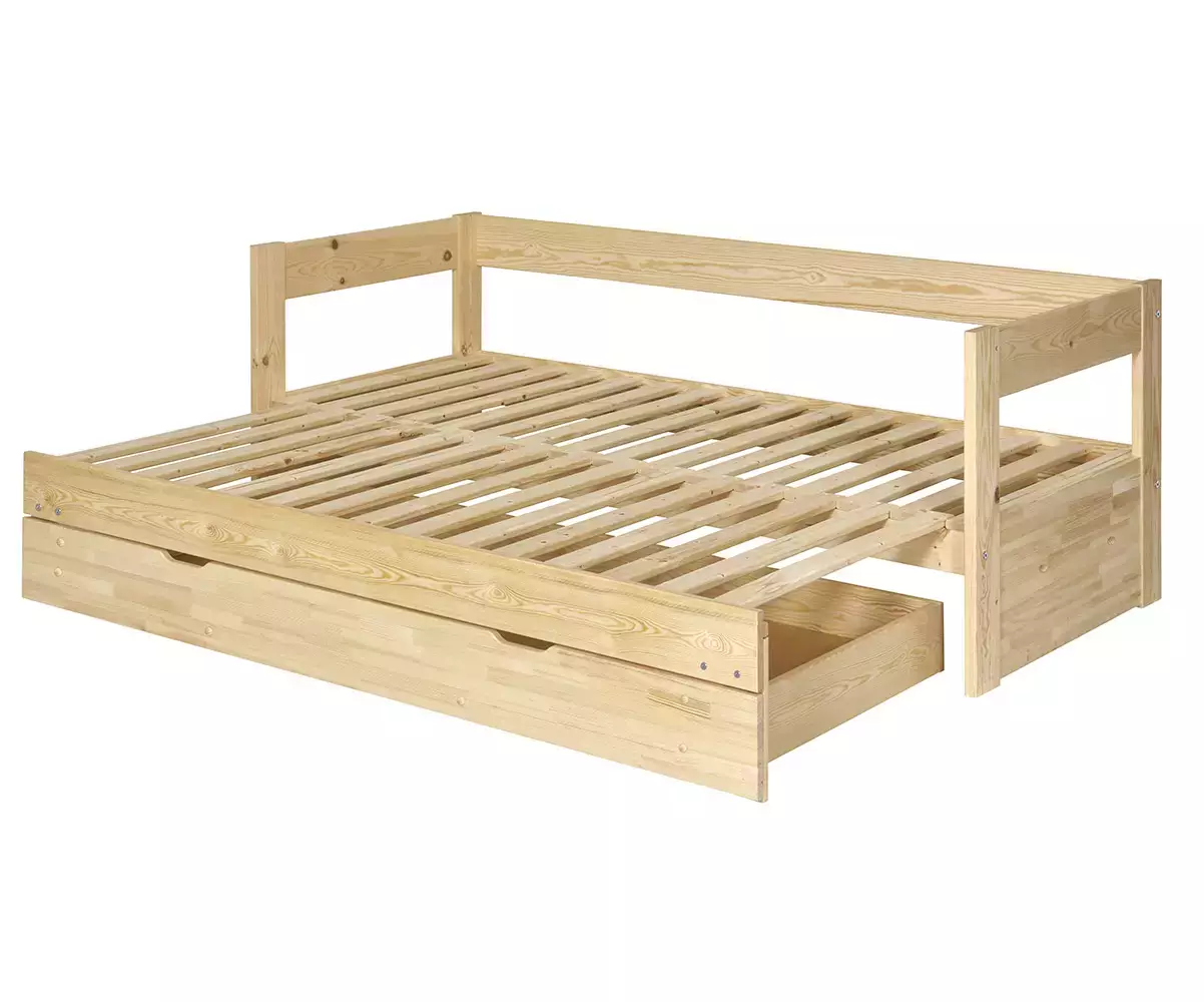 Lit gigogne Lakota bois 80x200 déplié