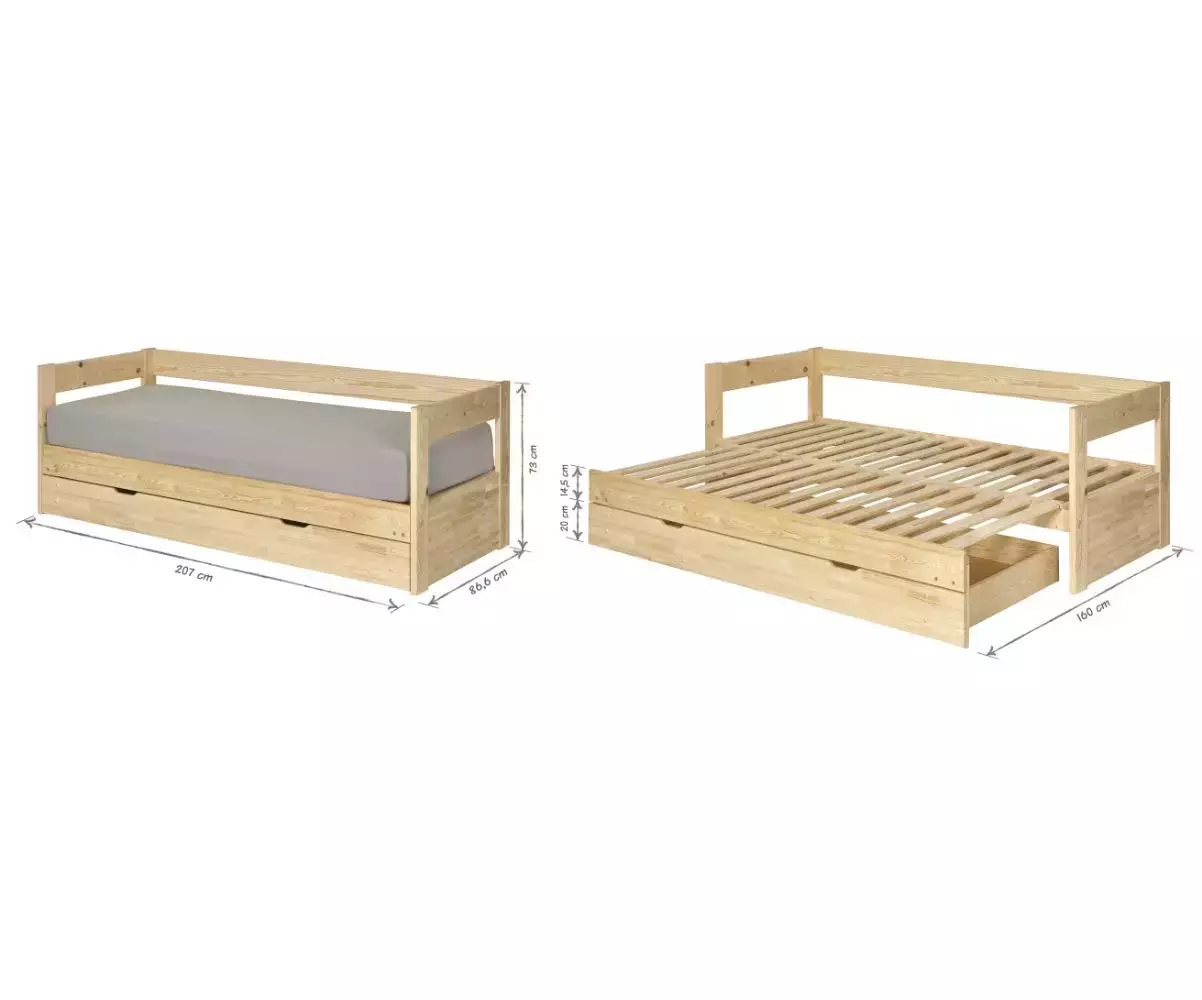 Lit gigogne Lakota bois dimensions
