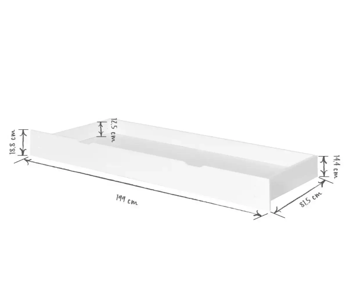 Lit gigogne Lakota blanc dimensions tiroir