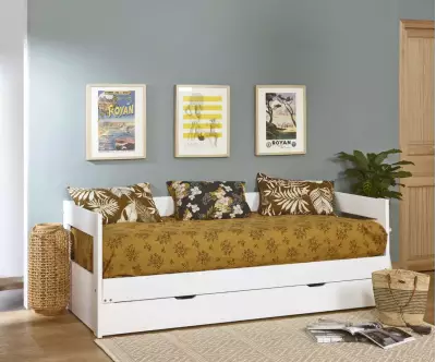 Lit gigogne Lakota blanc fermé avec matelas
