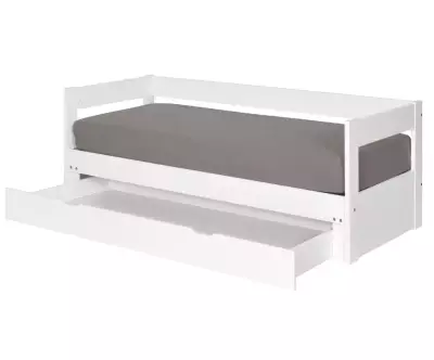 Lit gigogne Lakota blanc 80x200 tiroir ouvert avec matelas