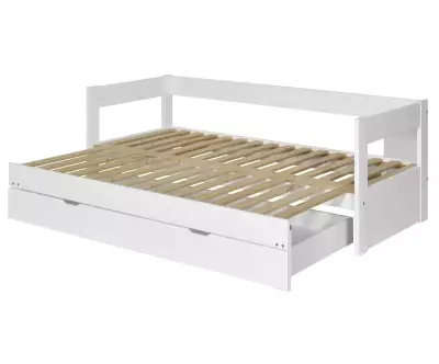 Lit gigogne Lakota blanc 80x200 déplié avec matelas