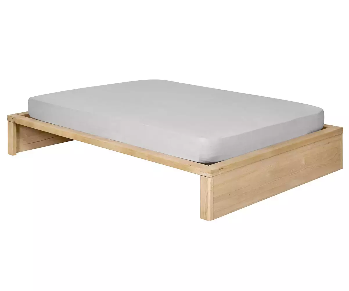 Lit double Akara avec tête de lit Kauai fait en bois de hêtre massif