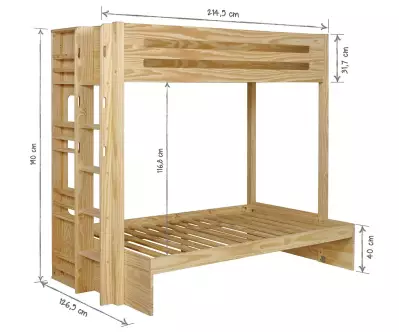 Dimensions lit superposé Chinook bois