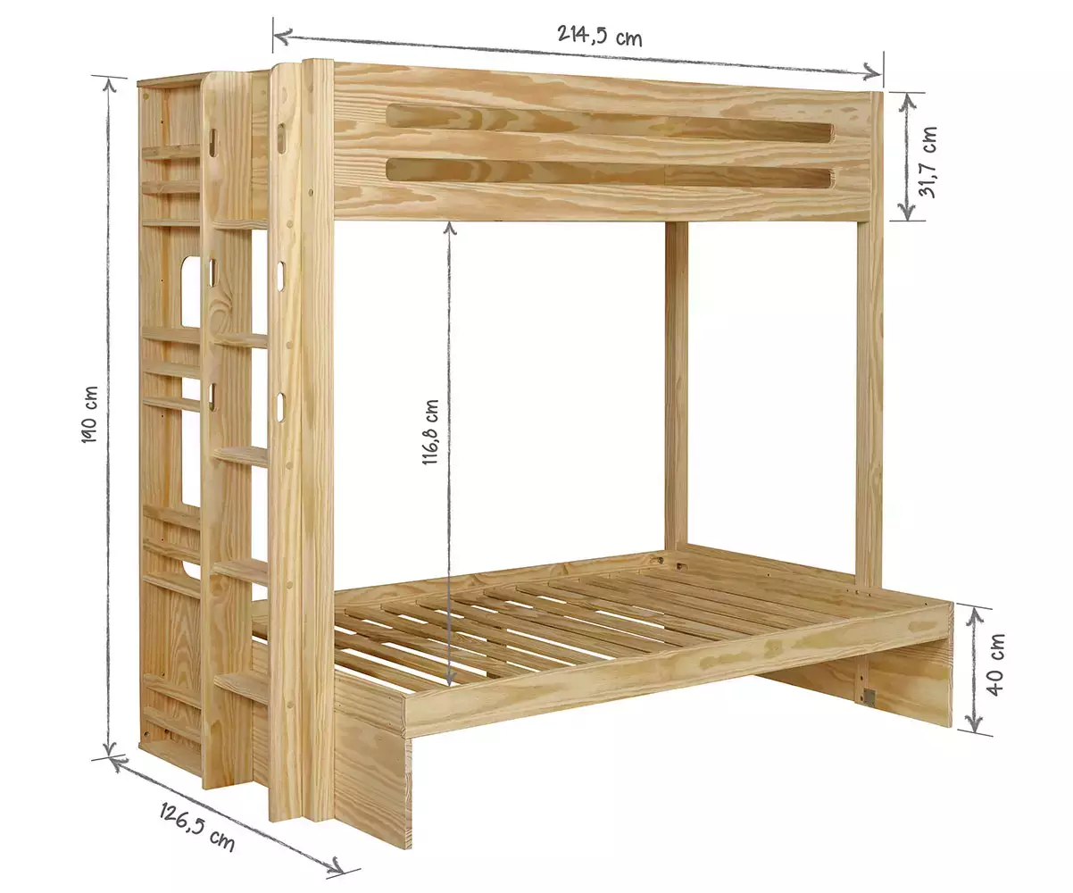 Dimensions lit superposé Chinook bois