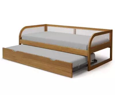 Lit gigogne Makau noisette avec matelas