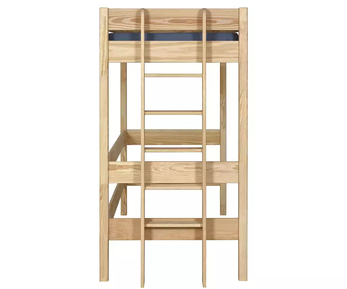 Lit mezzanine Donnell bois avec échelle réversible