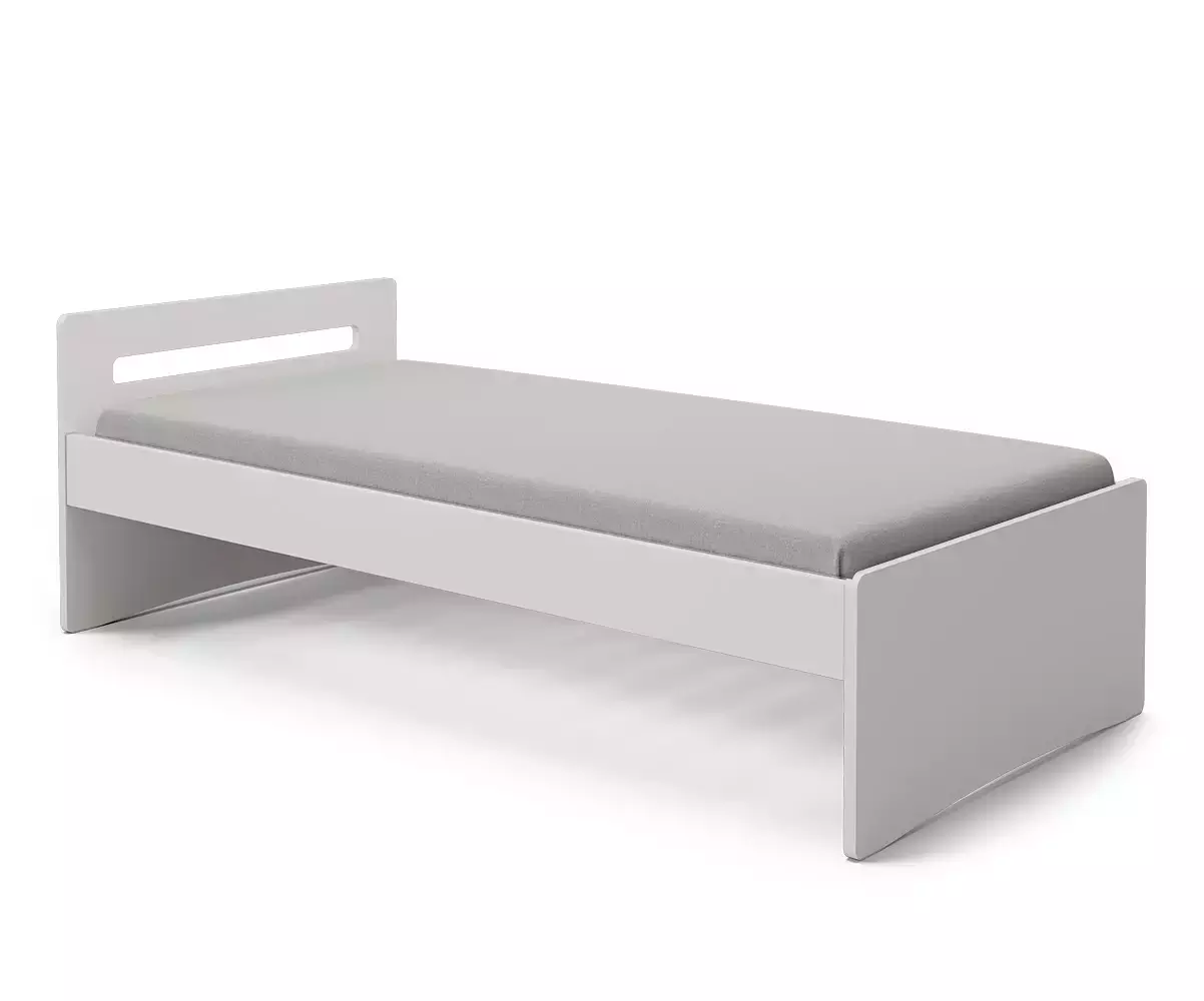 Lit Lemand bois massif finition blanche avec matelas et sommier gigogne en option