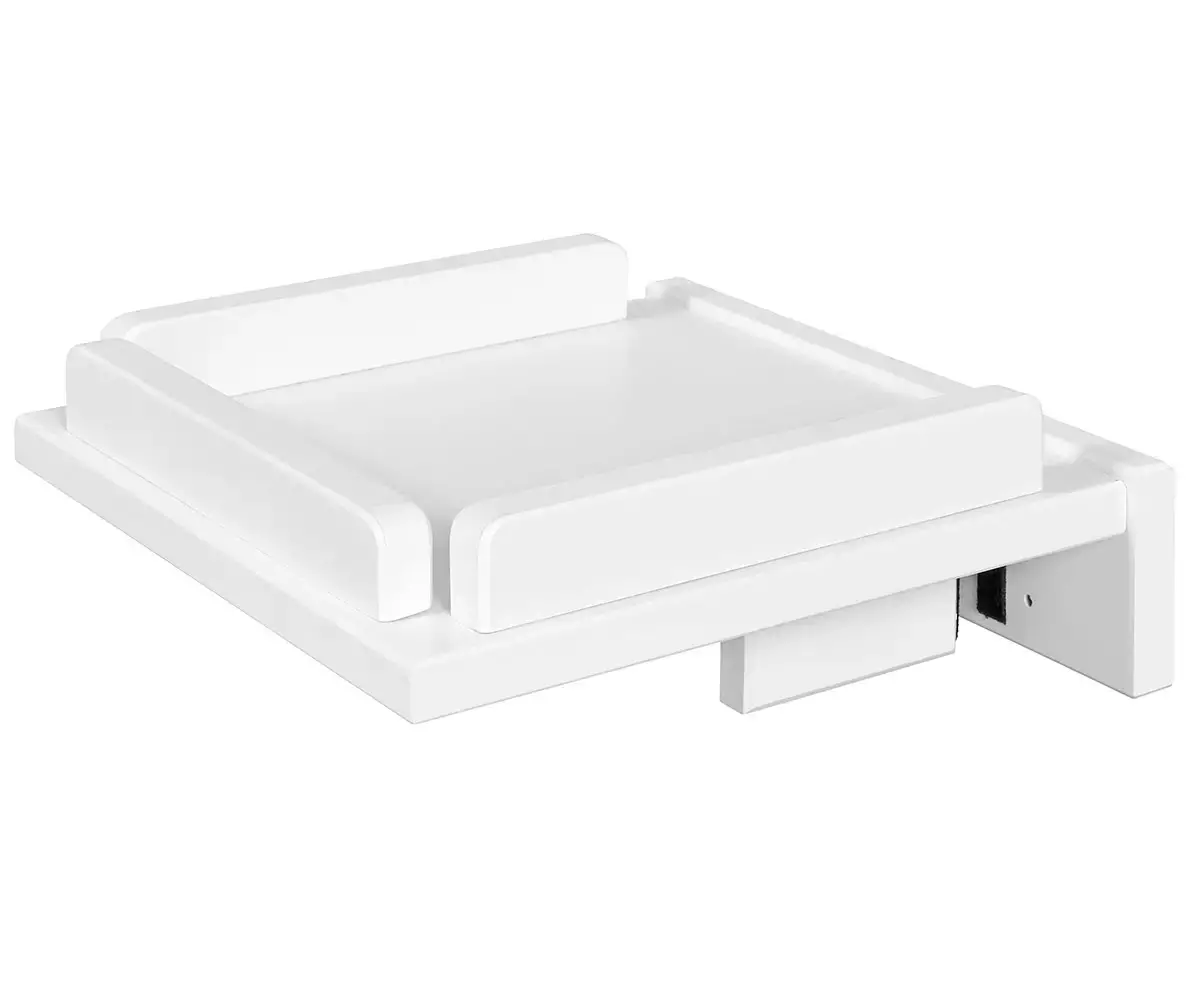 Tablette de lit blanche positionnable sur pan