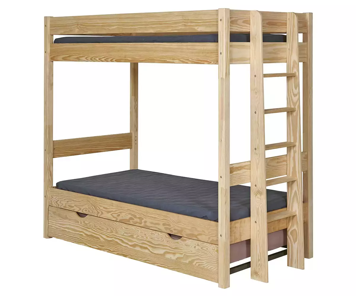 Lit superposé Donnell bois avec sommier gigogne fermé