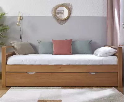Banquette gigogne Ponant en bois finition noisette