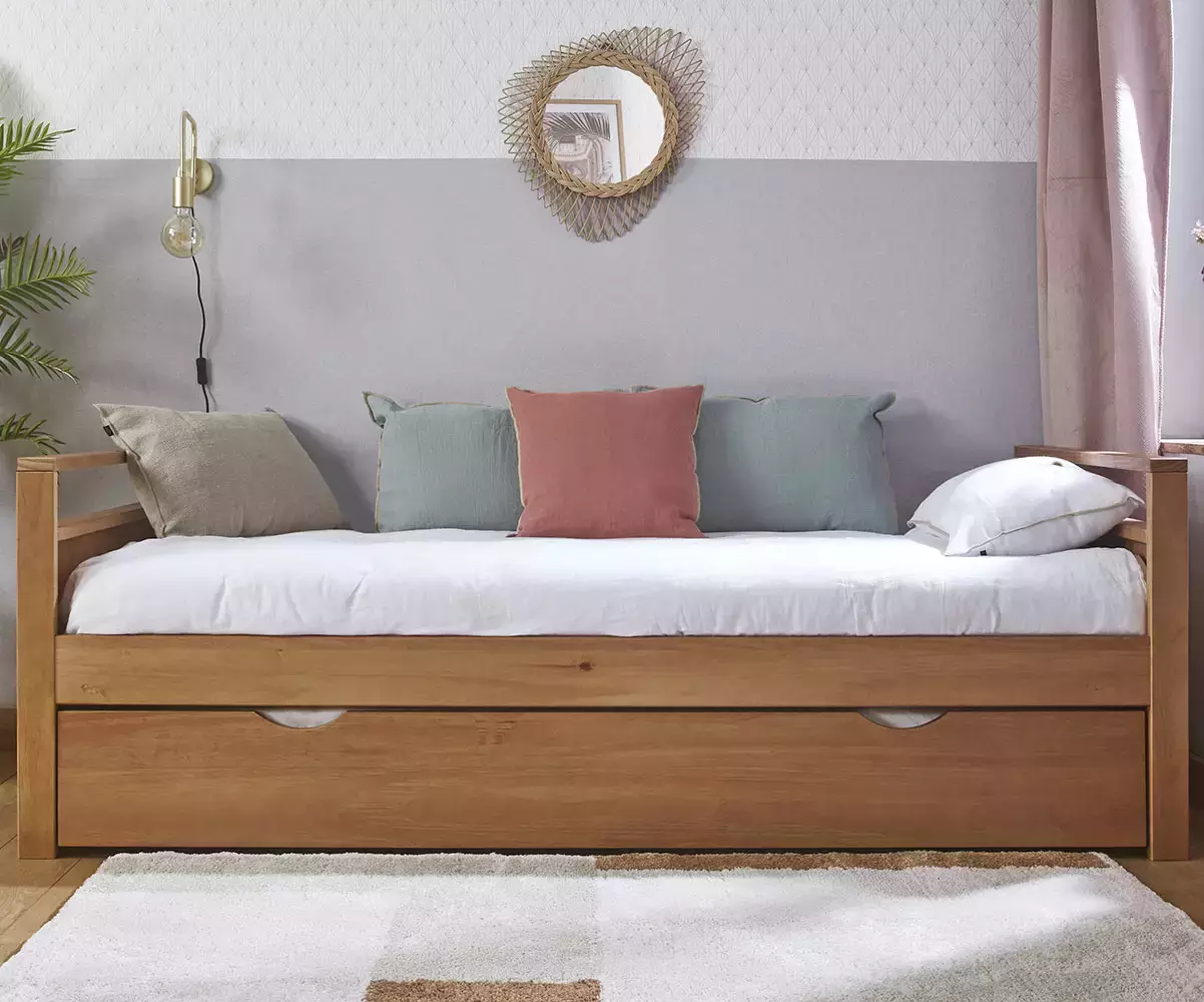 Banquette gigogne Ponant en bois finition noisette