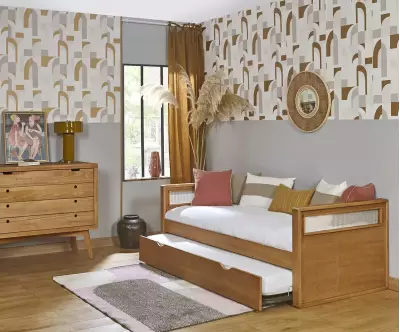Lit gigogne banquette adulte Levant tiroir ouvert avec matelas