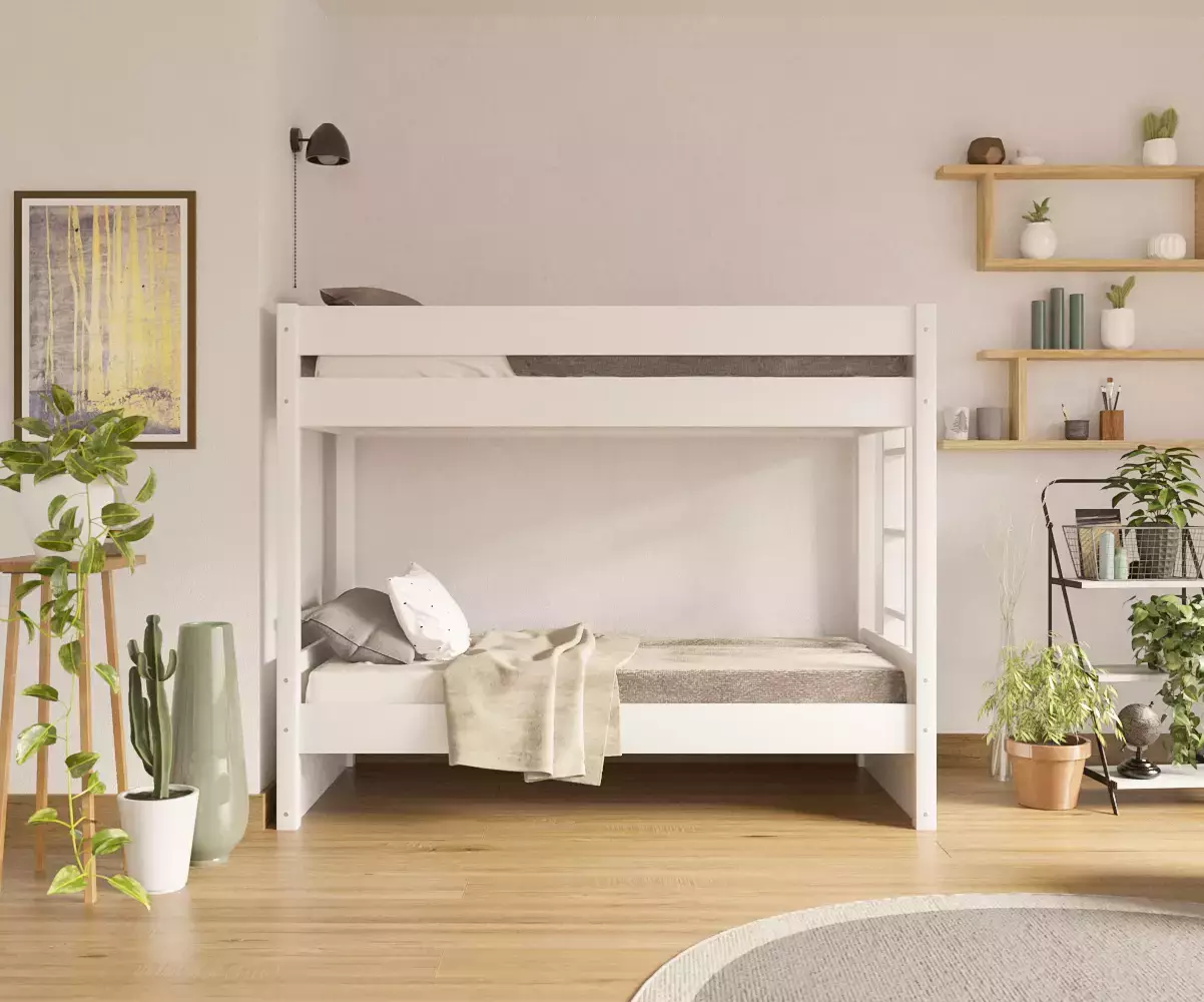 Lit superposé adulte Kupa blanc avec matelas