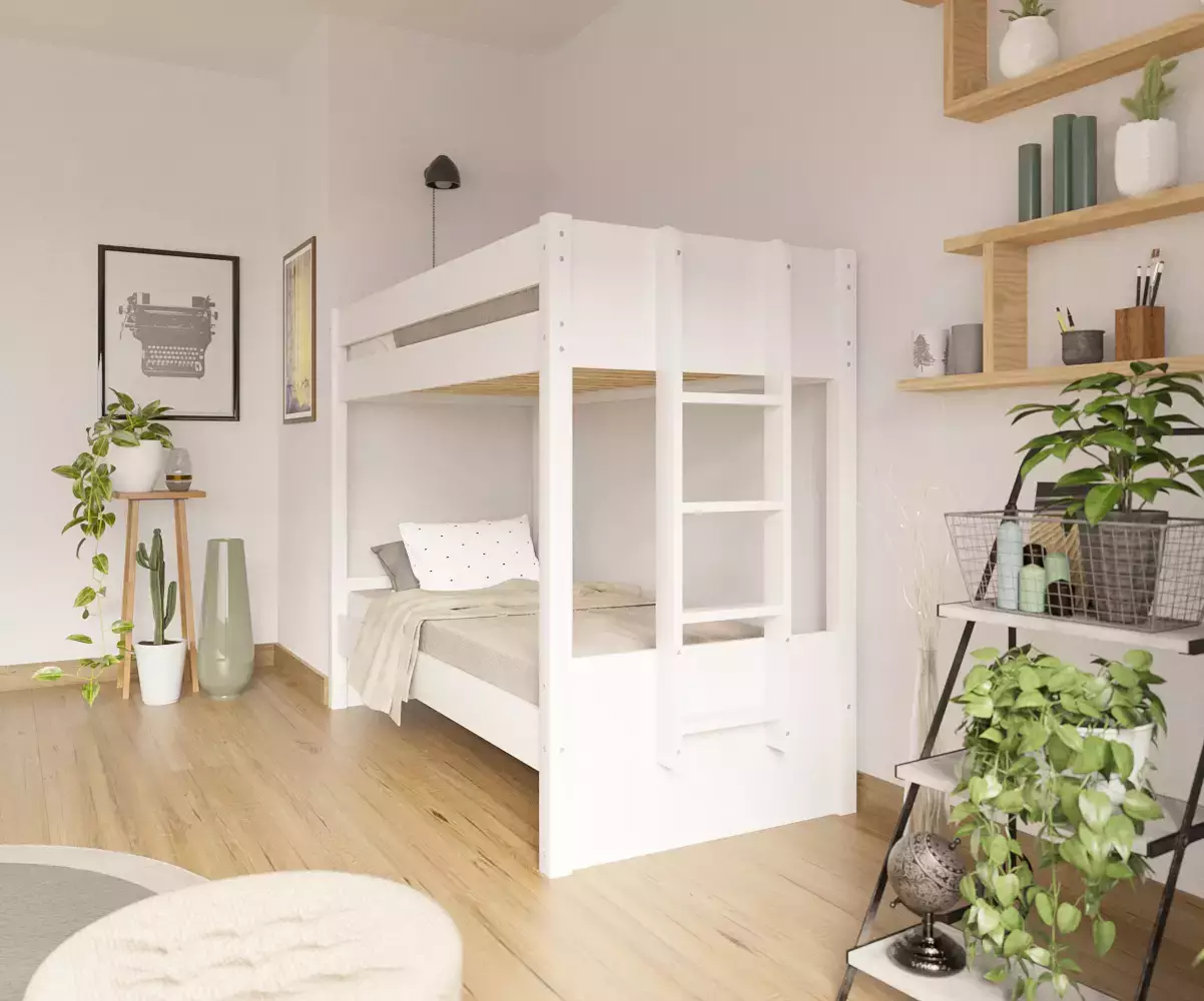 Lit superposé adulte Kupa blanc 90x190 avec matelas