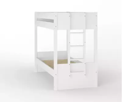 Lit superposé adulte Kupa blanc échelle côté avec matelas