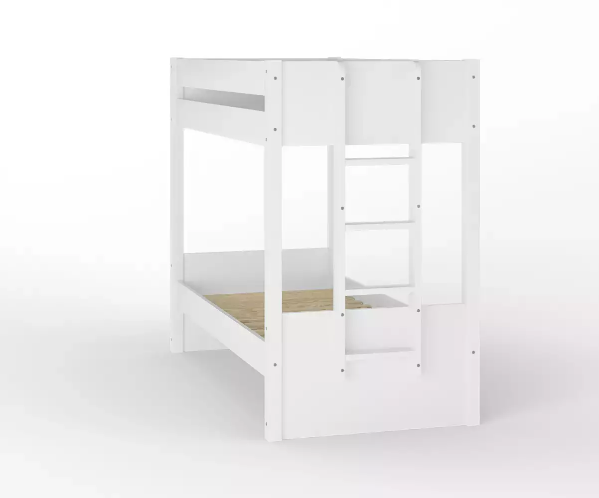 Lit superposé adulte Kupa blanc échelle côté avec matelas