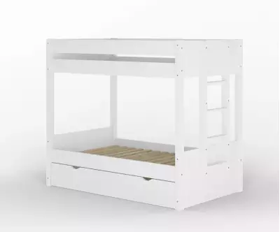 Lit superposé gigogne adulte Kupa blanc vue de 3/4