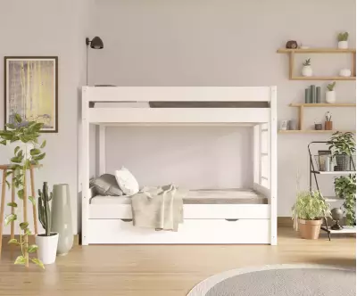 Lit superposé gigogne adulte Kupa blanc avec matelas