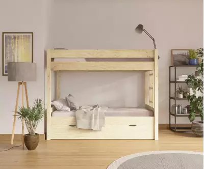 Lit superposé gigogne adulte Kupa bois avec matelas