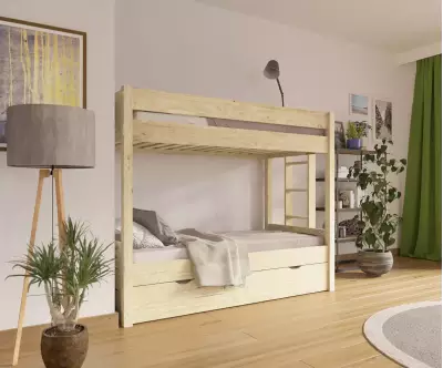 Lit superposé gigogne adulte Kupa bois positionnable avec matelas
