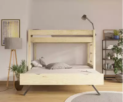Lit superposé gigogne adulte Kupa bois 3 couchages avec matelas