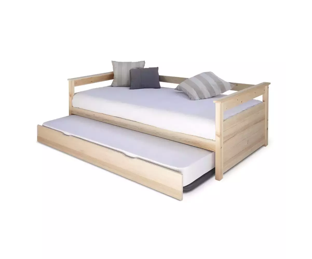 Lit banquette gigogne entre ouverte bois naturel