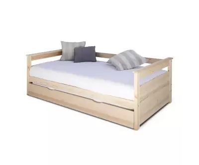 Lit banquette gigogne fermée bois naturel