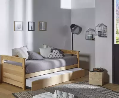 Lit gigogne banquette Nuage brut avec matelas