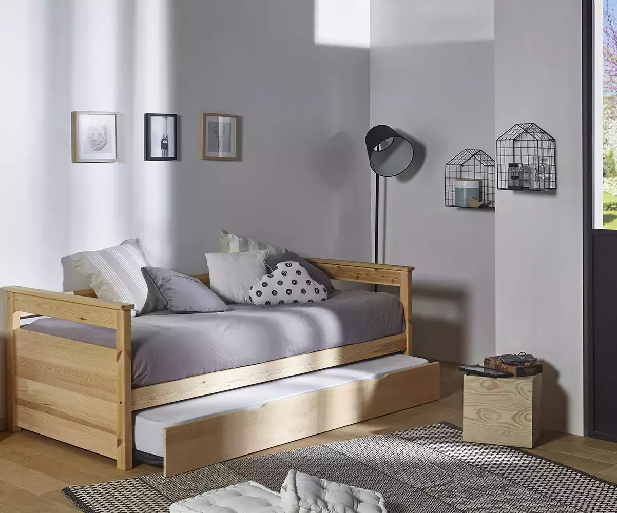 Lit gigogne banquette Nuage brut avec matelas