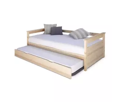 Lit banquette gigogne Nuage entre ouvert couleur bois naturel