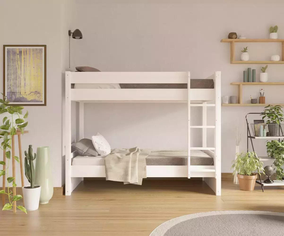 Lit superposé adulte Javari blanc avec matelas