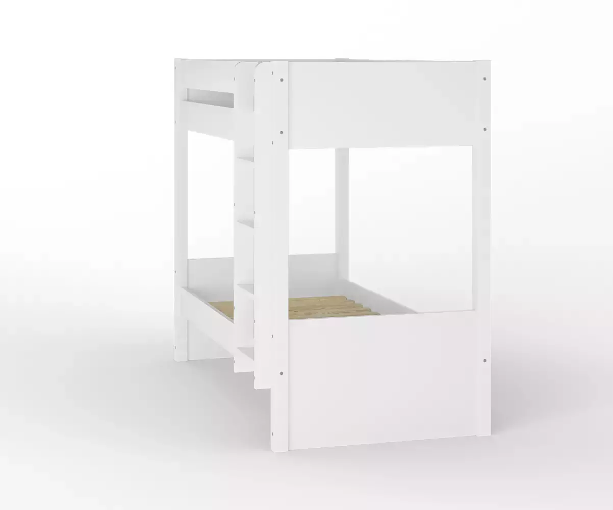 Lit superposé adulte Javari blanc échelle côté avec matelas
