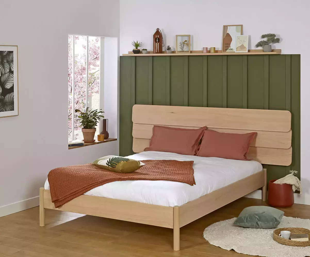 Lit Malau avec tête de lit Frégate permet de mieux optimiser la surface de votre chambre