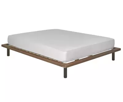 Lit Savo avec tête de lit Kauai fabriqué en bois de hêtre massif noyer