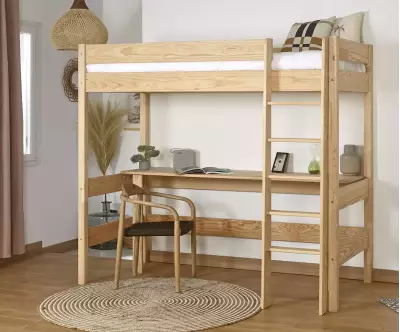Lit mezzanine Douglas bois avec bureau