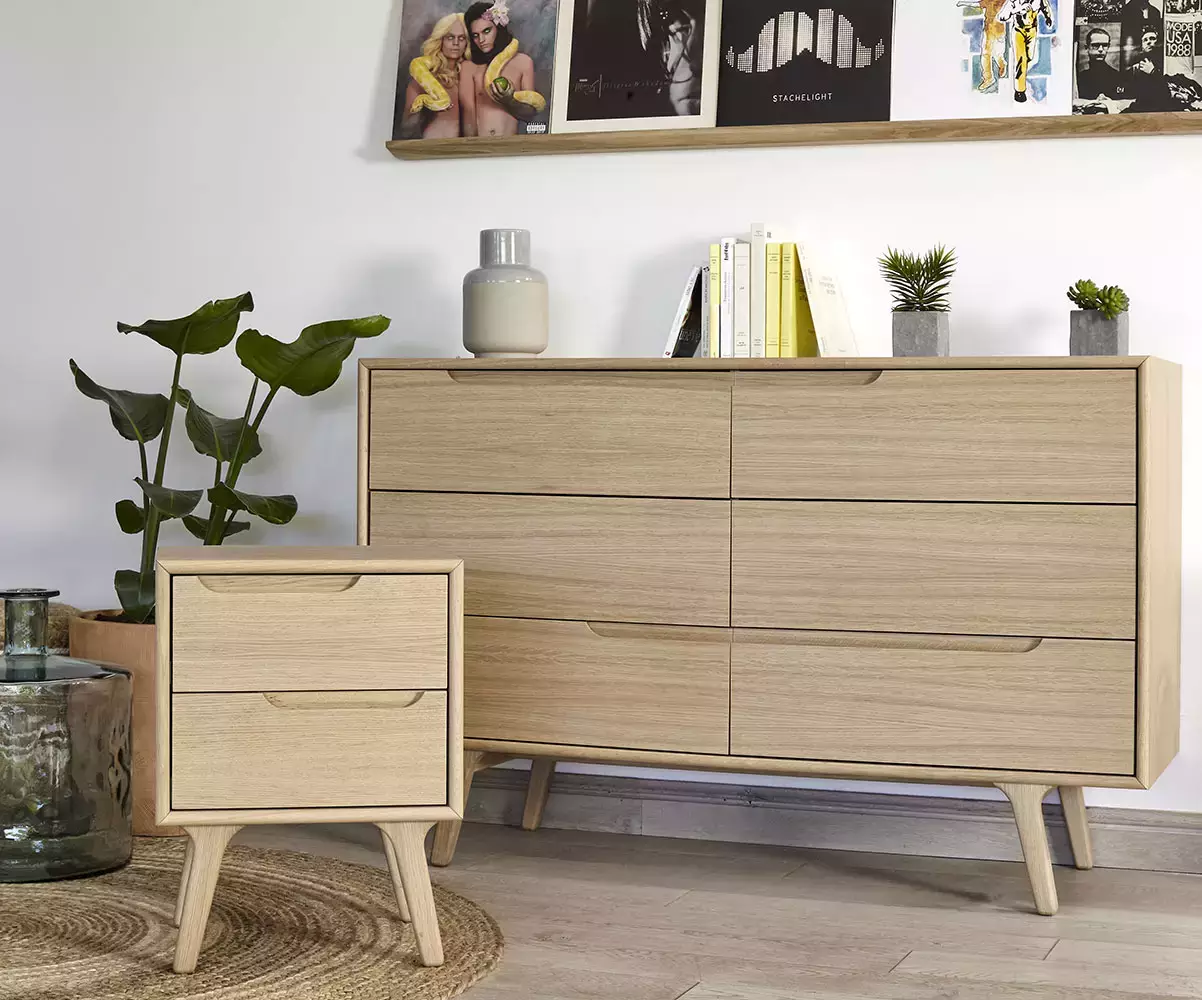 Ensemble table de chevet et commode Pallas