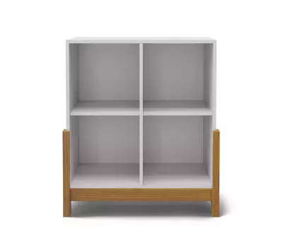 Cube de rangement 4 cases en bois et blanc